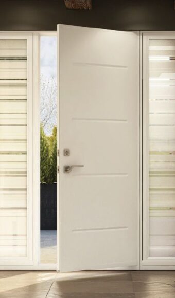 Beige steel entry door