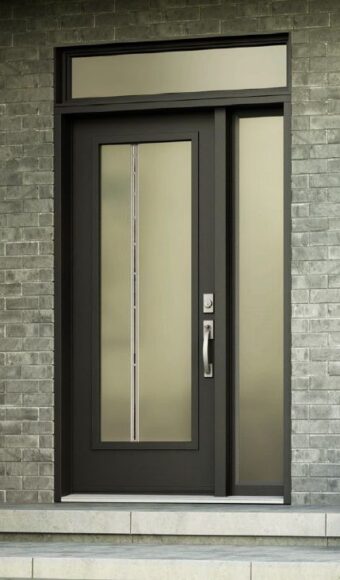Brown glass entry door