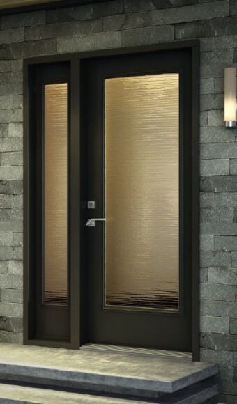 Dark brown glass entry door