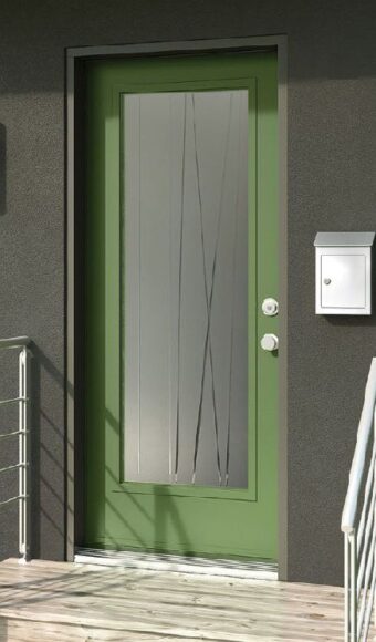 Green glass entry door