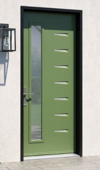 Green steel entry door