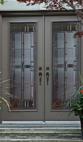 Grey glass double door