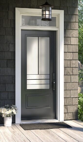 Grey glass entry door