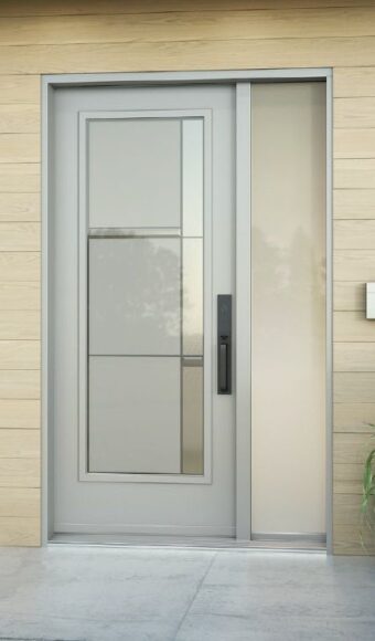 Light grey glass entry door