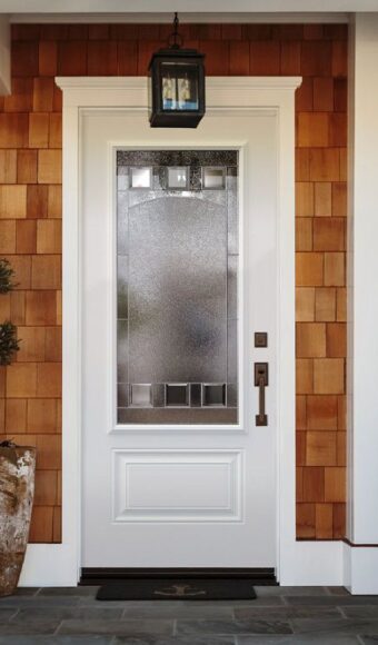 White glass door