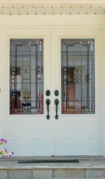 White glass double door