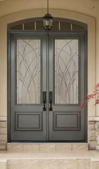 Light grey fiberglass double door