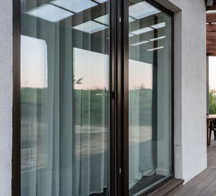 Modern black sliding door