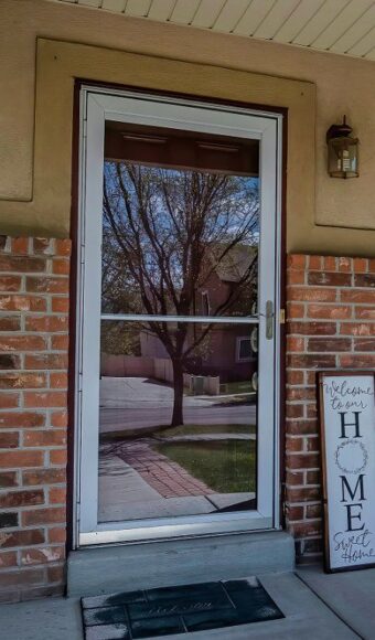 White full view storm door