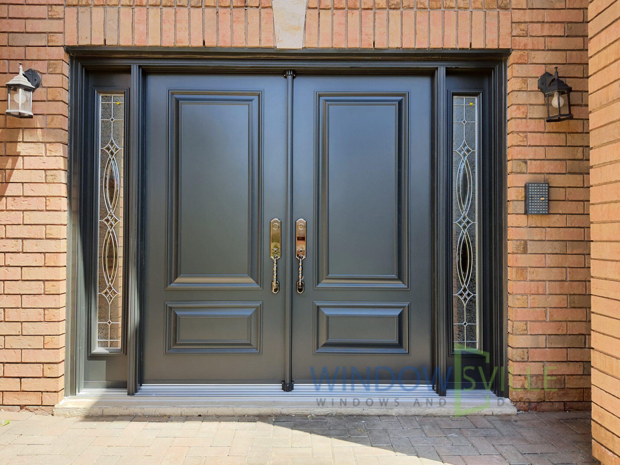 Black Steel Double Entry Door with Sidelights Burlington | Windowsville ...