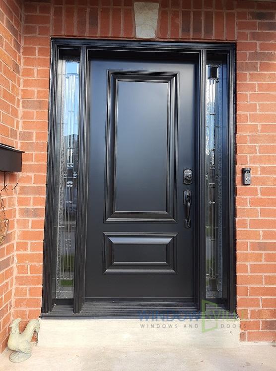 Modern black steel front door replacement Barrie