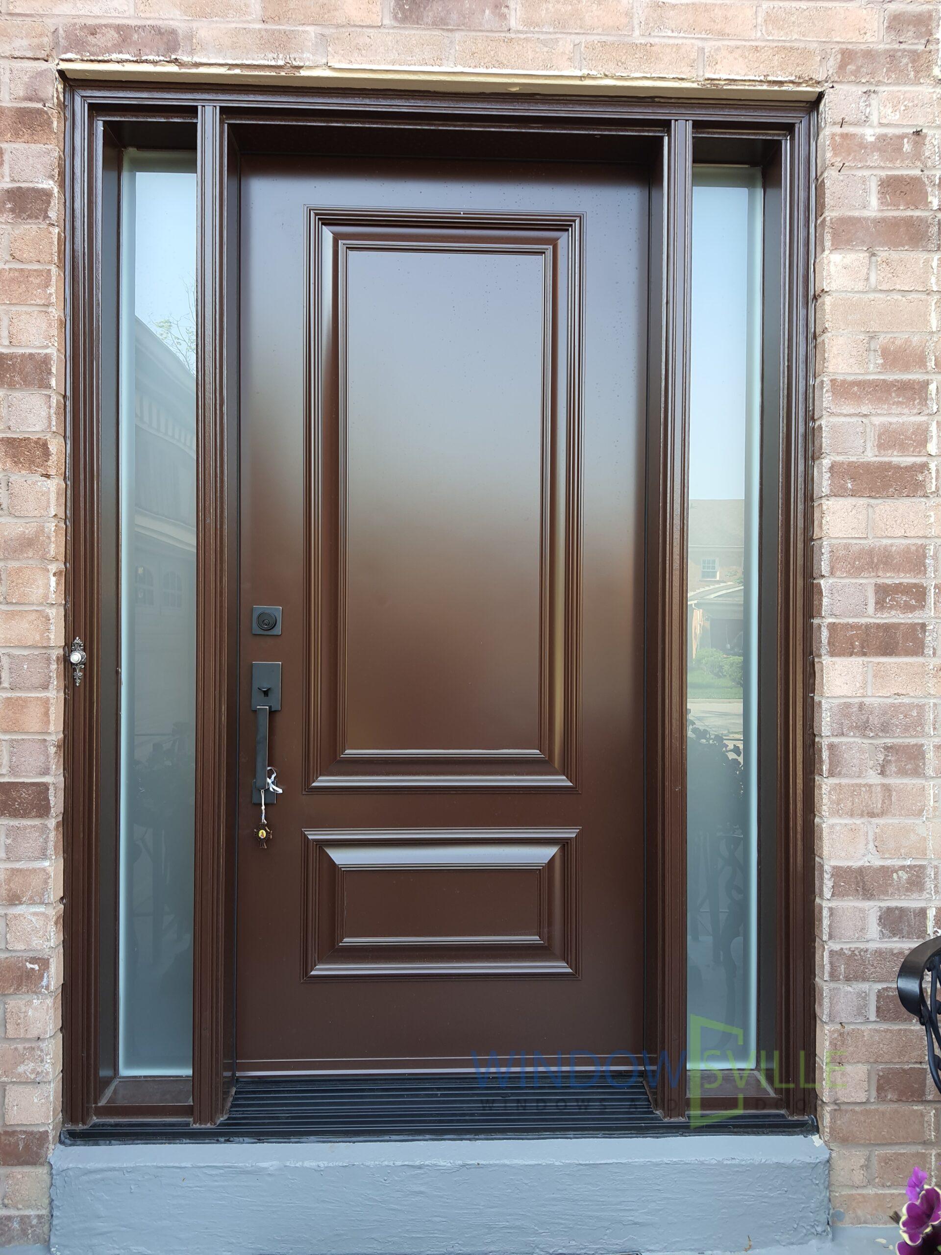 Modern brown steel door replacement Ajax