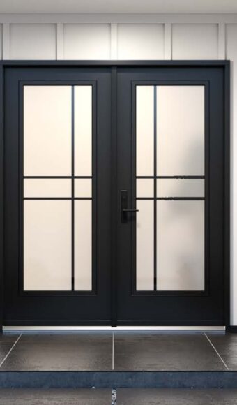 Black steel double door