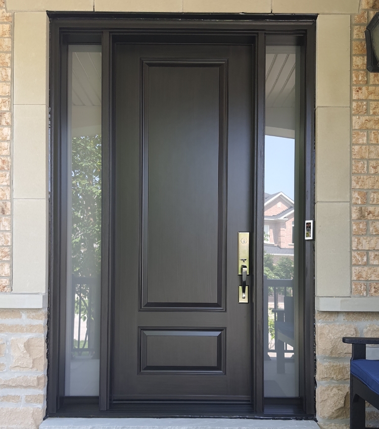 Dark Brown Steel Door with Two Sidelites Dark Brown Steel Door with Two Sidelites