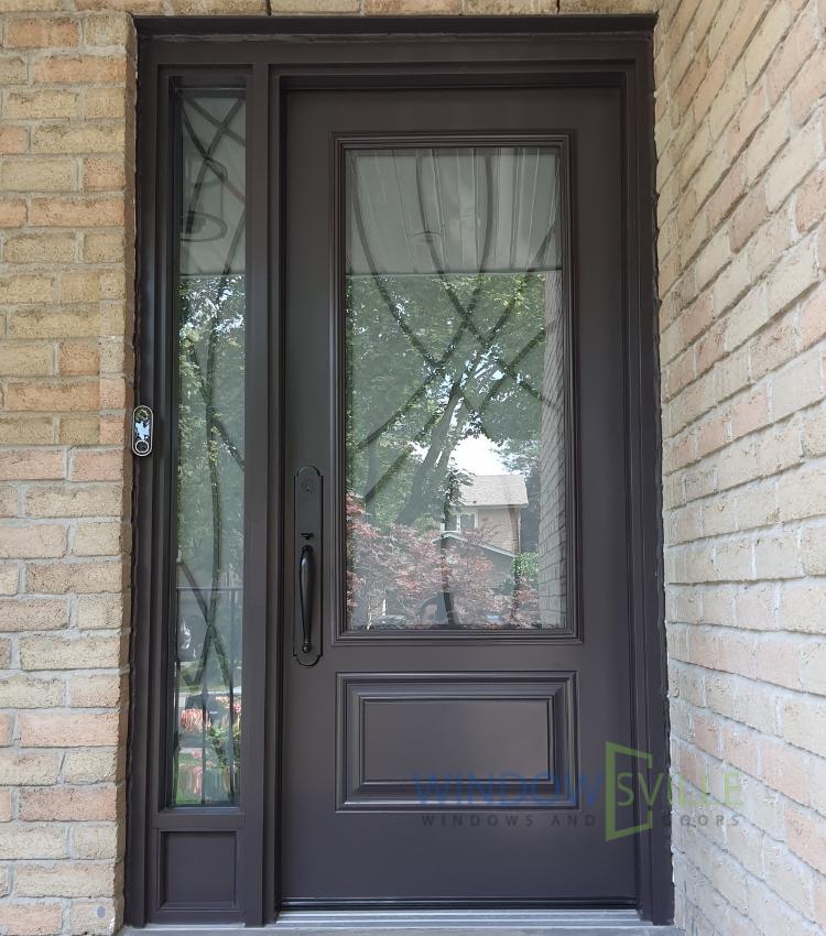 Dark Brown Steel Door with glass