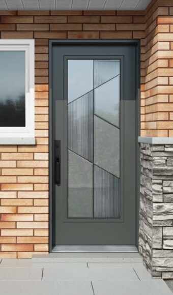 Grey steel entry door