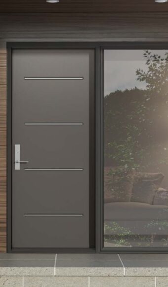 Light brown steel entry door