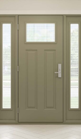 Light green entry door with sidelites