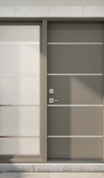 Modern grey steel front door