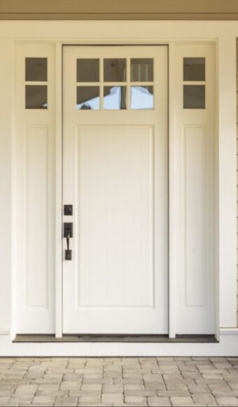 White steel entry door with sidelites