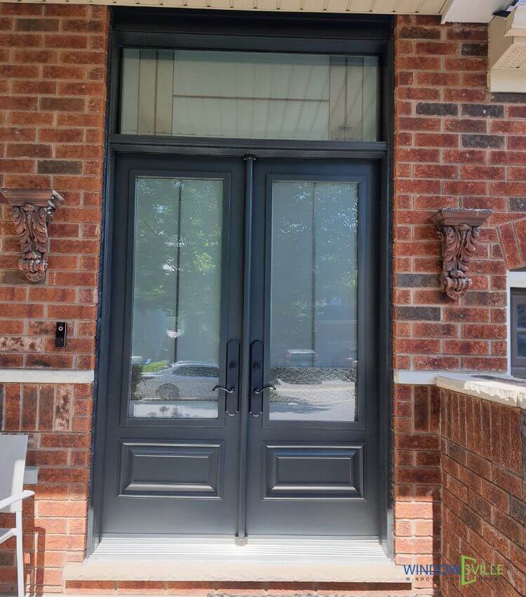 Black Steel Double Entry Door Installation in Ajax