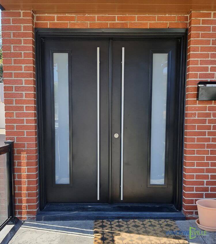 Black Steel Double Entry Door Installation in Pickering