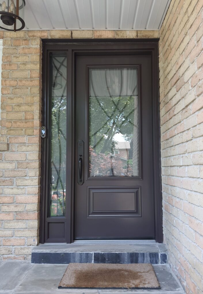 Modern Black Steel Front Door With Glass Insert Home Enhancement