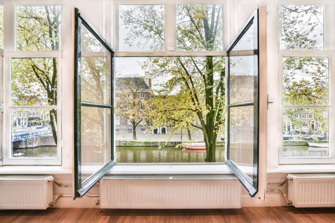 Open window with a view of the canal