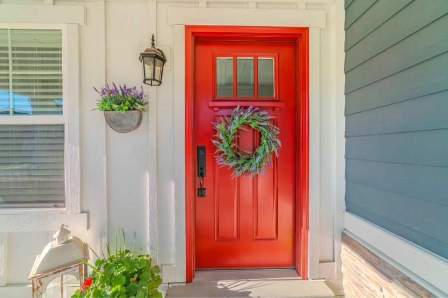 best red front door colours