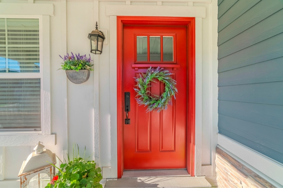 best red front door colours