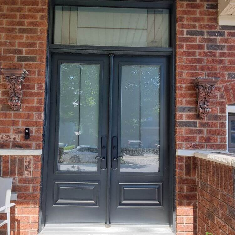 Black Steel Double Entry Door Installation in Ajax