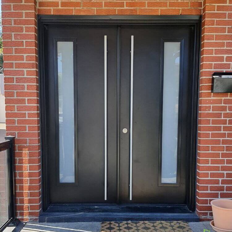 Black Steel Double Entry Door Installation in Pickering