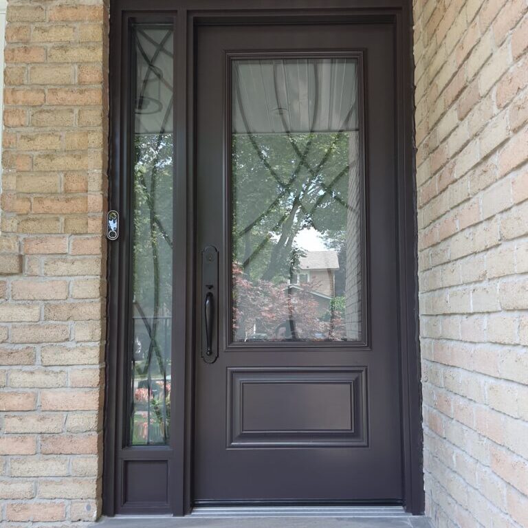 Modern Black Steel Front Door With Glass Insert Brampton Home Enhancement